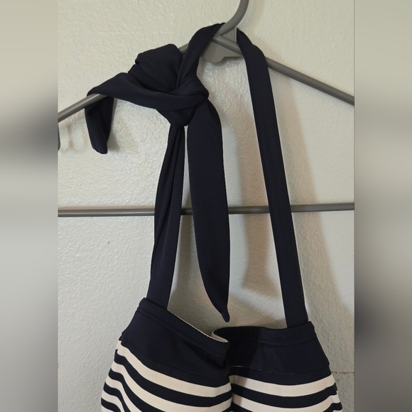 Boden | Navy Striped Halter Top One Piece Swimsuit Size 8L - Picture 5 of 9